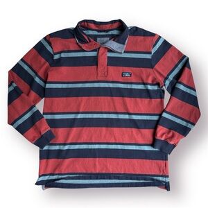 LL Bean Men’s Rugby Polo Shirt XL Tall Striped Long Sleeve Mock Neck Heritage